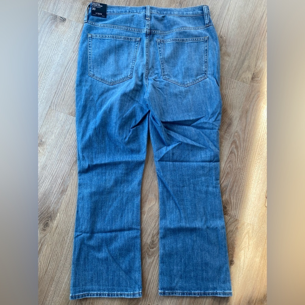NWT JCrew W30 flare crop mid-rise jean all-day stretch medium wash blue pebble - Picture 13 of 13